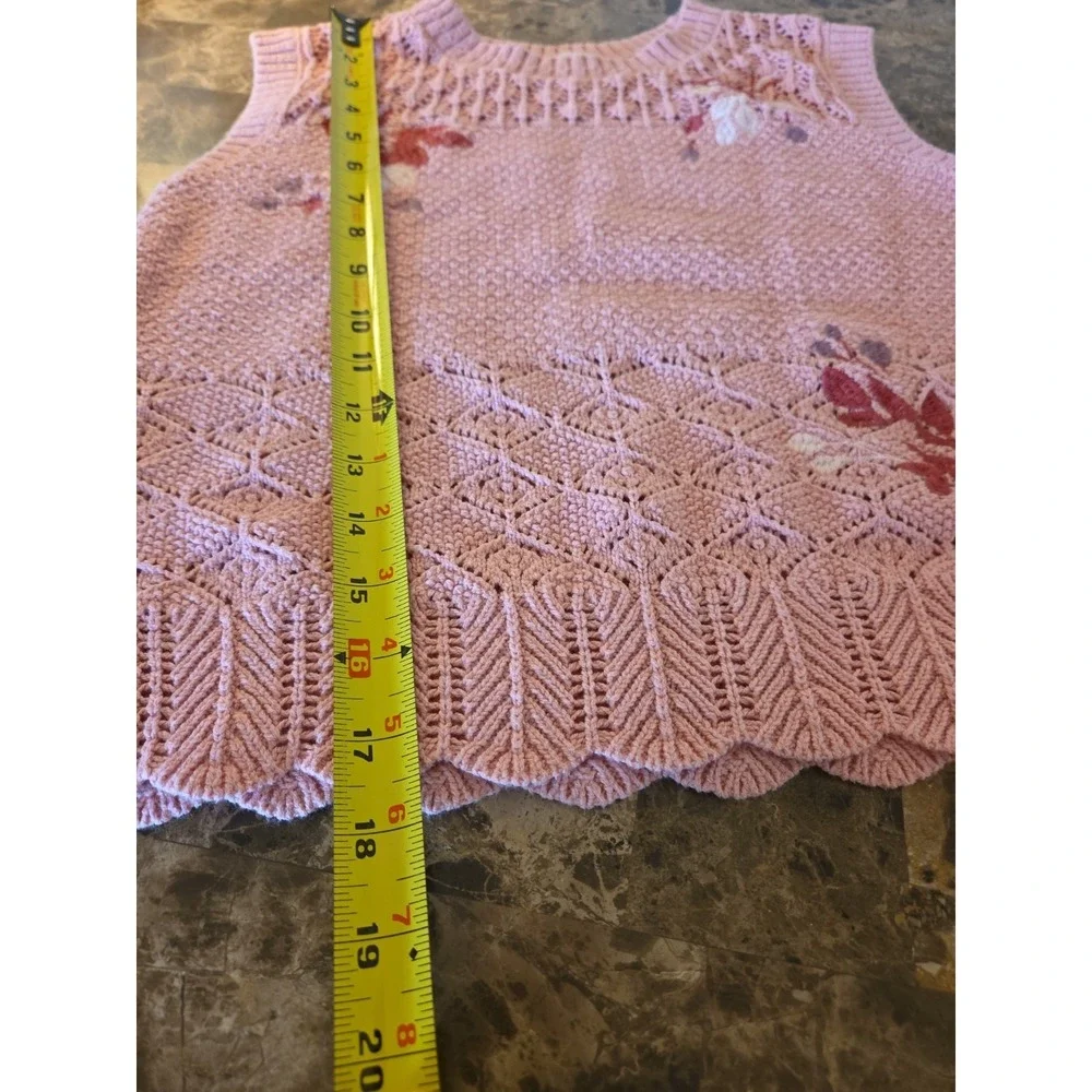 Abercrombie Kids sz‎ 13/14 pink floral embroidered sweater vest casual summer